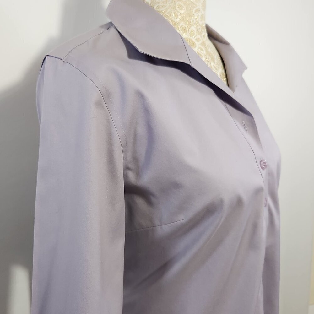 Chico's Women's Size 0/4-6 Lavender Non Iron Stretch 3/4 Sleeve Button Up Shirt - Picture 7 of 15
